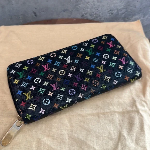 Louis Vuitton multicolor noir zippy zip around wallet murakami - Picture 11 of 11